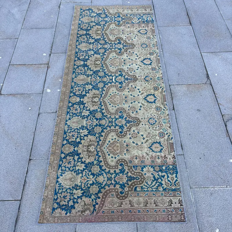 Yeşil Güneybatı Halısı, 2,4x6,4 ft Mavi Vurgular