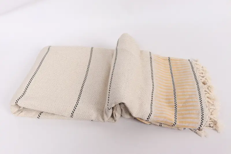 Throw Blanket, Turkish Blanket, Bedspread, 104x96 Cotton Striped Towel, Family Gift Basket, Throw Blankets, Best Friend Wedding Gift, Shower Curtain - 6