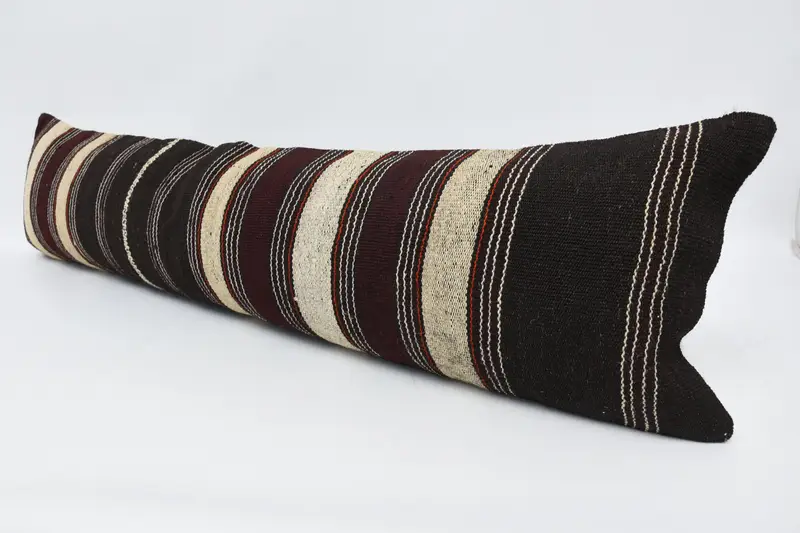 Vintage Kilim Pillow, Sofa Cushion Cover, Handmade Rug Seat Pillow Sham, Kilim Pillow, 12x48 Brown Cushion Cover, Pillow Cover, Pillow for Couch - 4