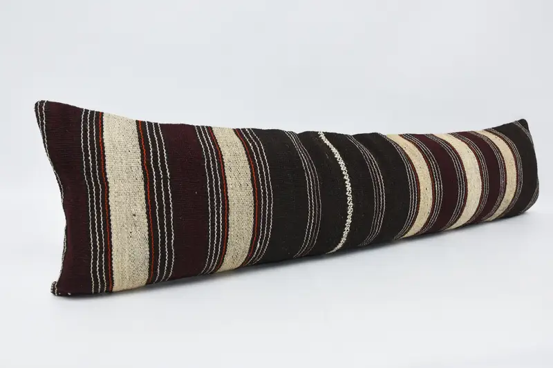 Vintage Kilim Pillow, Sofa Cushion Cover, Handmade Rug Seat Pillow Sham, Kilim Pillow, 12x48 Brown Cushion Cover, Pillow Cover, Pillow for Couch - 3