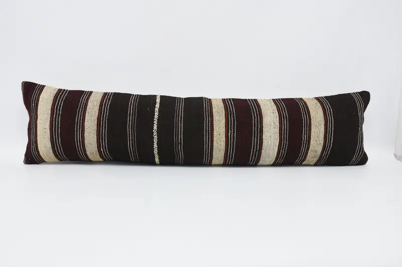 Vintage Kilim Pillow, Sofa Cushion Cover, Handmade Rug Seat Pillow Sham, Kilim Pillow, 12x48 Brown Cushion Cover, Pillow Cover, Pillow for Couch - 1