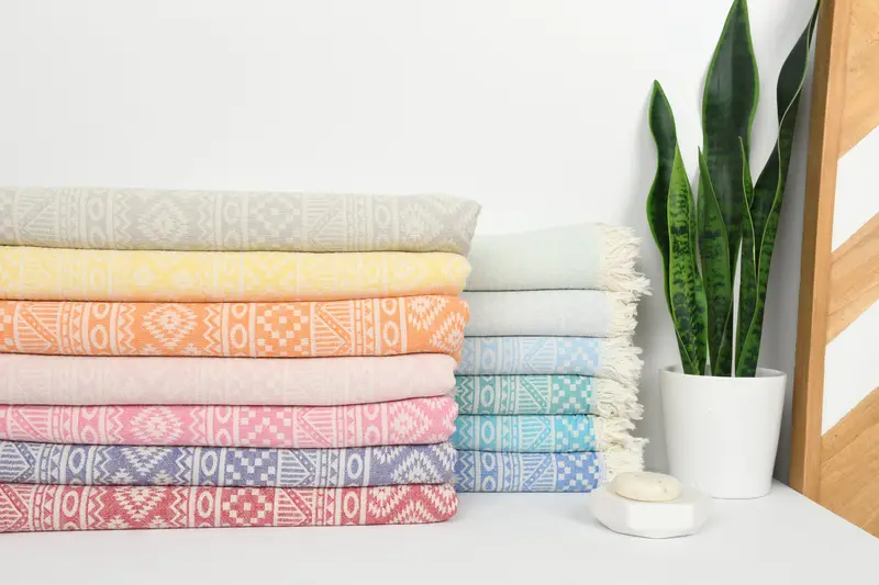 68x36 Cotton Geometric Towel, Housewarming Gift, House Warming Gift, Bridal Shower Gift, Wedding Favors, Gym Towel, Personalized Bridesmaid Gift - 2