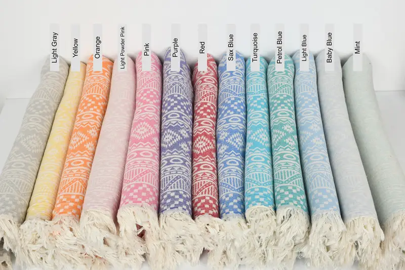 68x36 Cotton Geometric Towel, Housewarming Gift, House Warming Gift, Bridal Shower Gift, Wedding Favors, Gym Towel, Personalized Bridesmaid Gift - 1