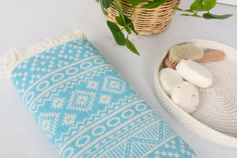 68x36 Cotton Geometric Towel, Housewarming Gift, House Warming Gift, Bridal Shower Gift, Wedding Favors, Gym Towel, Personalized Bridesmaid Gift - 6