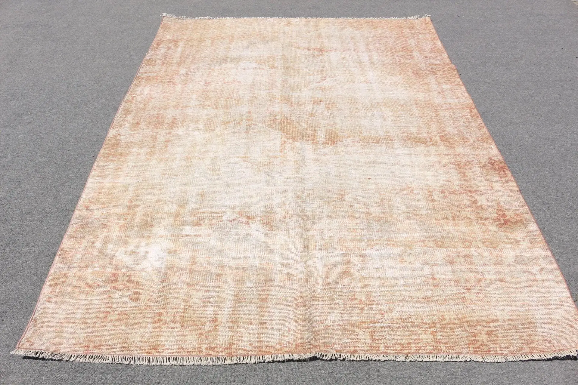 5.9x8 ft Halı, Eski Türk Büyük Halısı, Kahverengi Yün Halı - 1