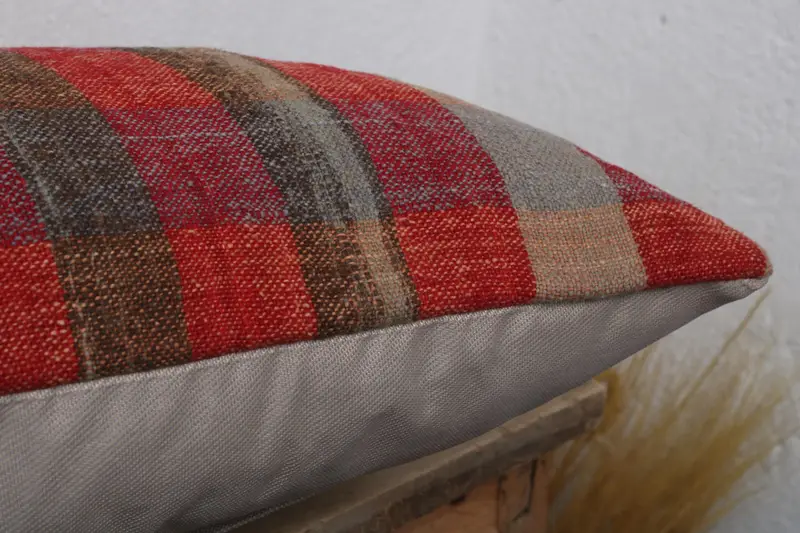 Kilim Pillow Cover, 12x24 Red Cushion Cover, Ethnical Kilim Rug Pillow, Pillow Sham, Pillow for Couch, Indoor Pillow Sham - 6