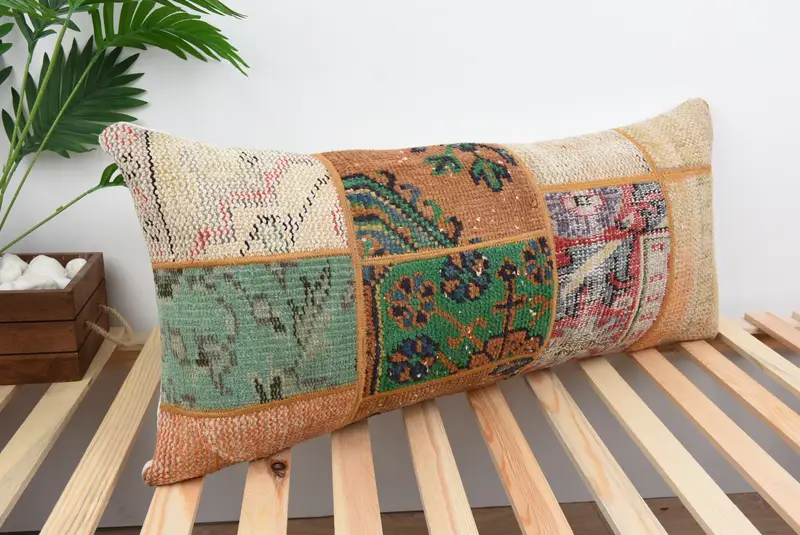 Handwoven Pillow Cover Cushion, 16x36 Orange Pillow Sham, Turkish Pillow, Interior Designer Pillow, Pillow, Ethnical Kilim Rug Pillow - 4