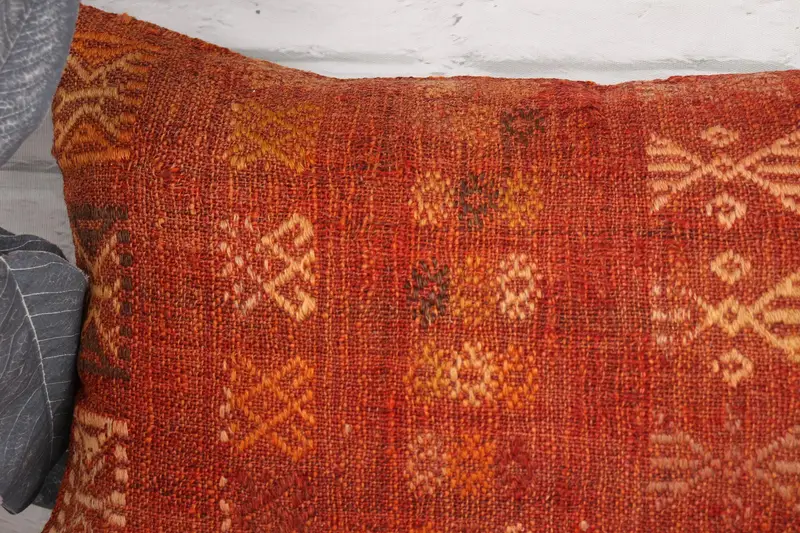 Kilim Pillow, Pastel Pillow Case, Shabby Chic Pillow Case, Cushion, 12x20 Red Pillow Sham, Turkish Kilim Pillow, Handmade Kilim Cushion - 2