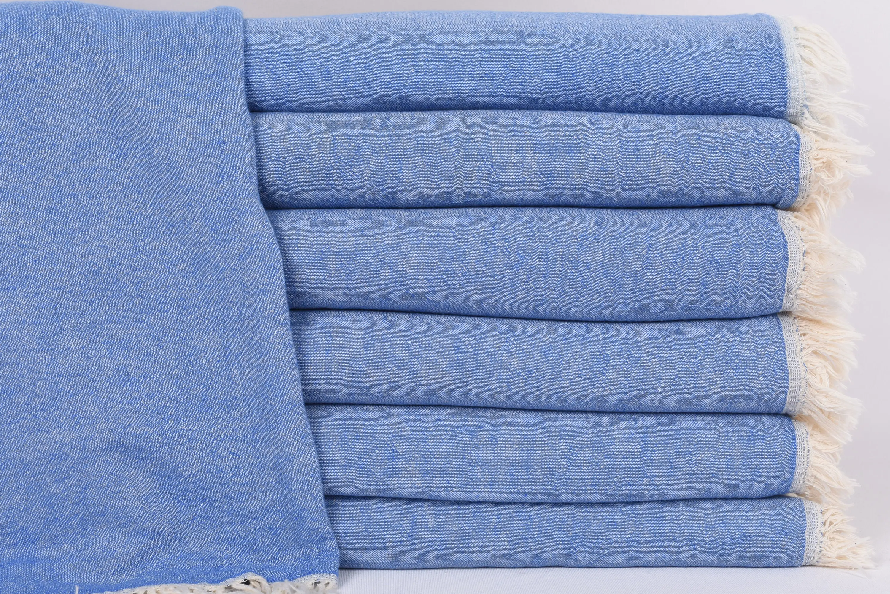 Bathroom Towel Organic Cotton Blue Solid Hand Towel, 40x24 Inches - 1
