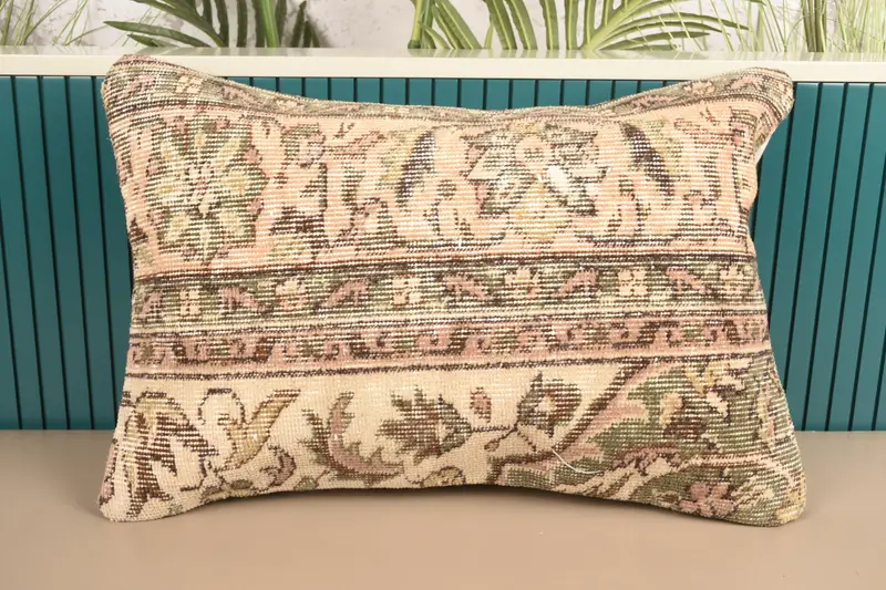 Beige Vintage Antique Euro Sham, 16x24 inch Anniversary Gift Cushion - 1