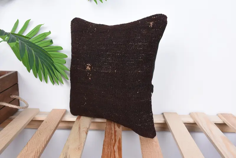Ikat Pillow Cover, Personalized Gift Pillow Cushion, Cushion Case, Patio Cushion, Kilim Pillow, Gift Pillow, 12x12 Brown Pillow, Pillow for Couch - 5