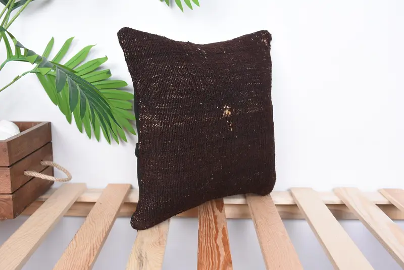 Ikat Pillow Cover, Personalized Gift Pillow Cushion, Cushion Case, Patio Cushion, Kilim Pillow, Gift Pillow, 12x12 Brown Pillow, Pillow for Couch - 4