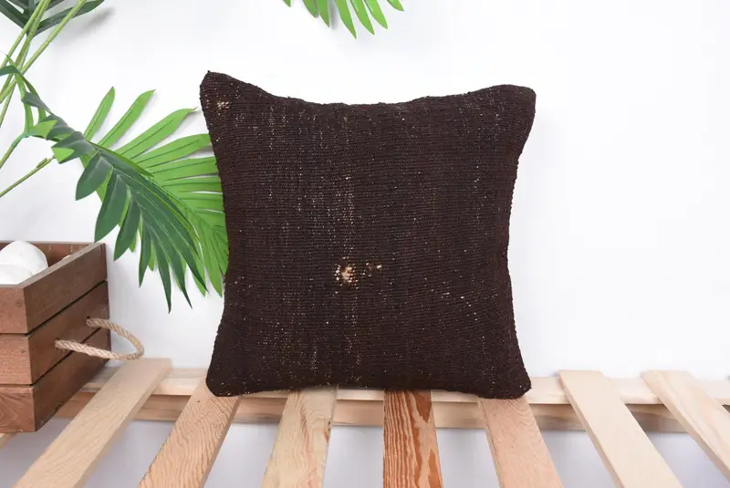 Ikat Pillow Cover, Personalized Gift Pillow Cushion, Cushion Case, Patio Cushion, Kilim Pillow, Gift Pillow, 12x12 Brown Pillow, Pillow for Couch - 1