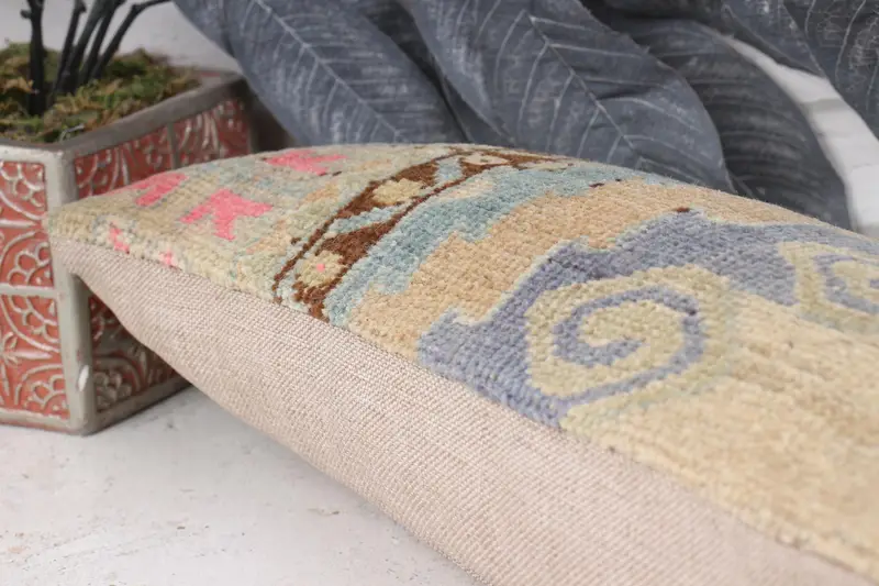 Cushion Case, Antique Pillows, Patio Cushion Cover, Kilim Pillow, Ethnical Kilim Rug Pillow, 8x16 Orange Pillow Sham, Southwestern Pillow Sham - 7