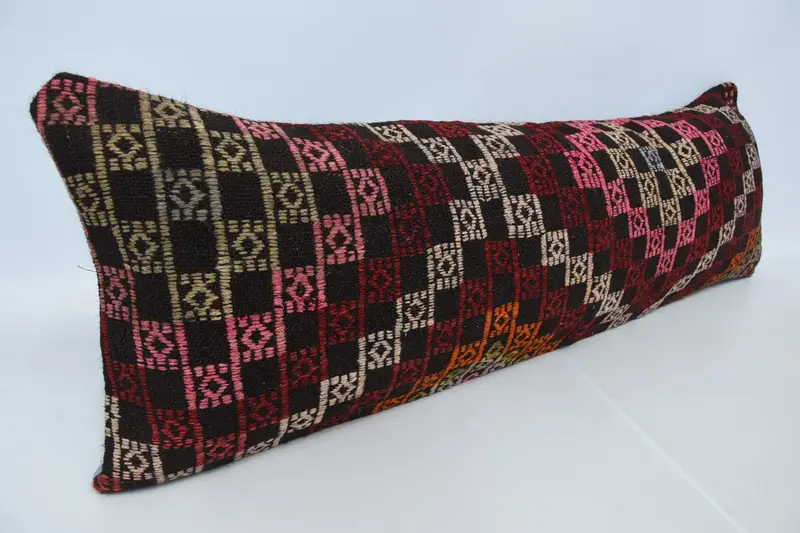 Colorful Cushion Case, Cushion Case, Outdoor Bolster Pillow, Vintage Kilim Pillow, Kilim Pillow Cover, 16x48 Red Pillow Sham, Home Decor Pillow - 3