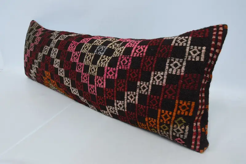 Colorful Cushion Case, Cushion Case, Outdoor Bolster Pillow, Vintage Kilim Pillow, Kilim Pillow Cover, 16x48 Red Pillow Sham, Home Decor Pillow - 4