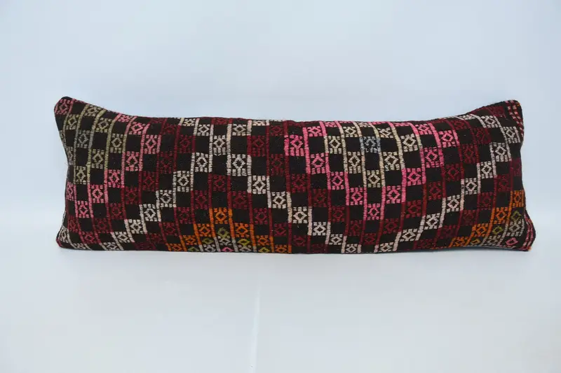 Colorful Cushion Case, Cushion Case, Outdoor Bolster Pillow, Vintage Kilim Pillow, Kilim Pillow Cover, 16x48 Red Pillow Sham, Home Decor Pillow - 1
