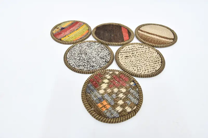 Bohemian Round Coasters, Brown and Red Ethnic Coasters