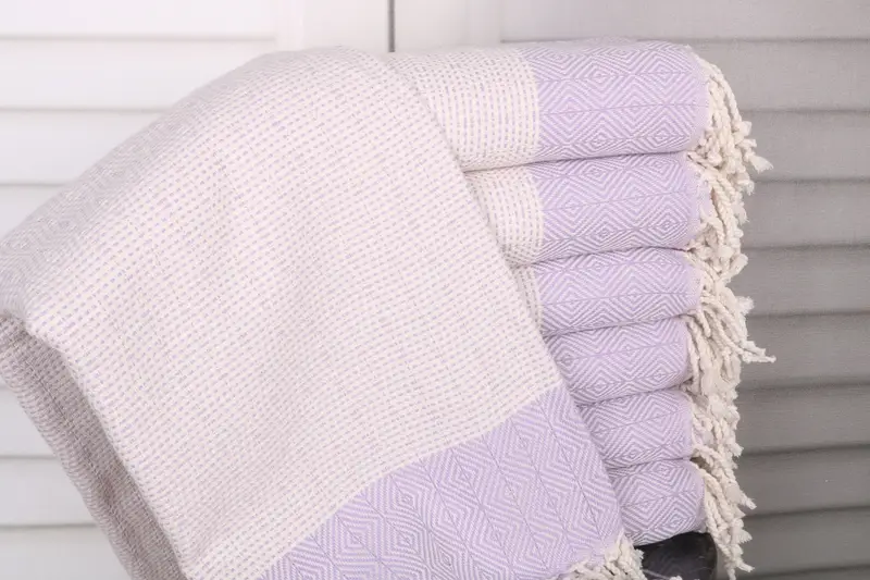 Personalized Wedding Gift Diamond Towel, 40x71 Inches Lilac Cotton