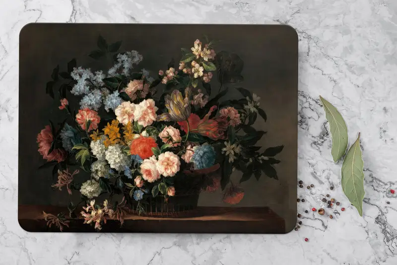 強化安全設計のモダンな花柄ガラスまな板