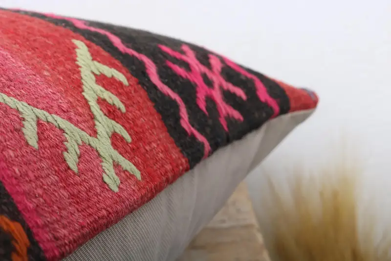 Ottoman Pillow, Vintage Kilim Pillow, 20x20 Brown Cushion Cover, Vintage Kilim Throw Pillow, Art Deco Pillow Sham, Pillow Cover, Pillow for Couch - 6