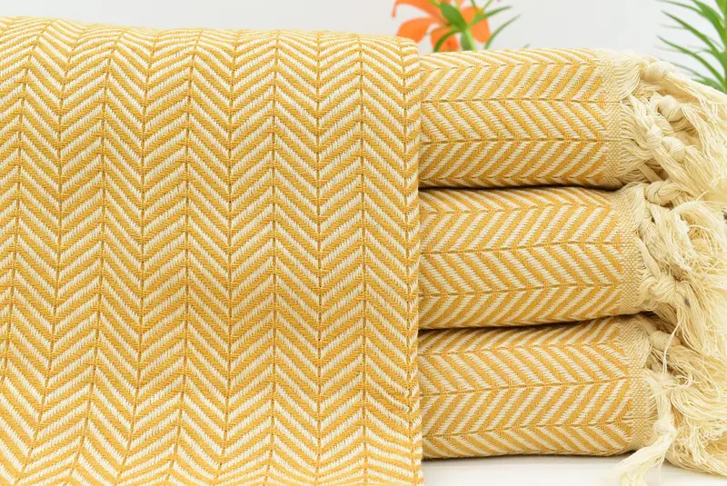 Turkish Bedcover, Employee Gifts, Wedding Favors, Tablecloth, Decorative Blanket, Shower Curtain, Girl Trip Party Favor, 92x76 Cotton Chevron Towel - 1