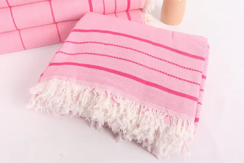 Beach Blanket, Woven Blanket, Personalized Home Gift Wedding, Turkish Tablecloth, Housewarming Gift, Throw Blanket, 100x80 Cotton Striped Towel - 5