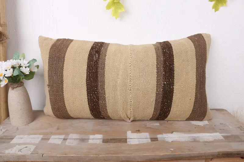 Pillow for Sofa, Oriental Cushion, Pillow Sham, Farmhouse Cushion Cover, Boho Pillow Sham Cover, 12x24 Brown Pillow Case, Pillow for Couch - 2