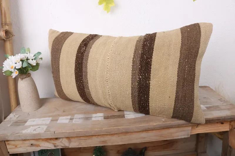 Pillow for Sofa, Oriental Cushion, Pillow Sham, Farmhouse Cushion Cover, Boho Pillow Sham Cover, 12x24 Brown Pillow Case, Pillow for Couch - 4