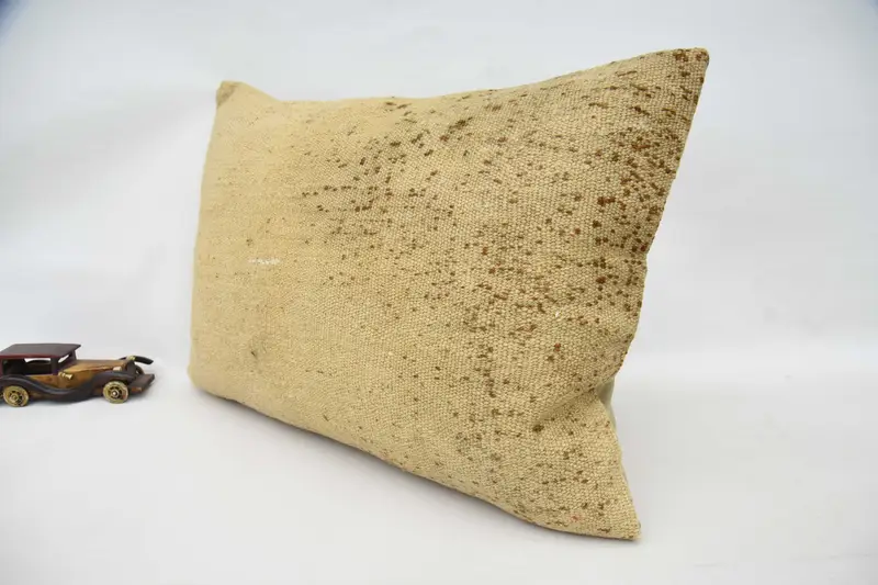 Cushion Cover, Pastel Pillow Sham, Kilim Cushion Sham, Pillow for Sofa, Bolster Throw Pillow Sham, 20x28 Beige Pillow Cover, Handmade Kilim Cushion - 6