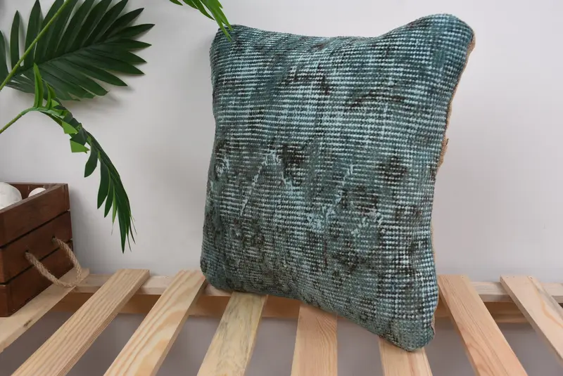 Gift Pillow, Nautical Throw Pillow Cover, Tapestry Cushion Case, 14x14 Green Pillow Cover, Kilim Pillow Cover, Pillow Case, Pillow for Sofa - 5