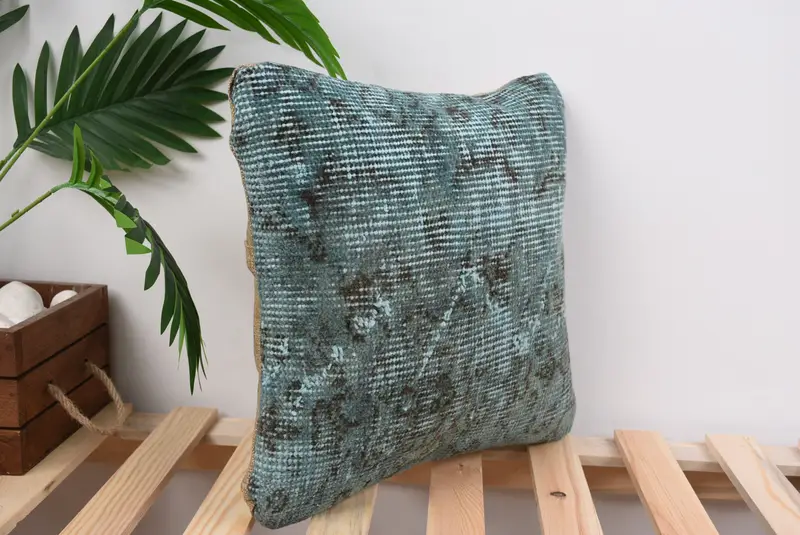 Gift Pillow, Nautical Throw Pillow Cover, Tapestry Cushion Case, 14x14 Green Pillow Cover, Kilim Pillow Cover, Pillow Case, Pillow for Sofa - 4