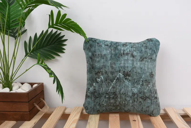 Gift Pillow, Nautical Throw Pillow Cover, Tapestry Cushion Case, 14x14 Green Pillow Cover, Kilim Pillow Cover, Pillow Case, Pillow for Sofa - 1