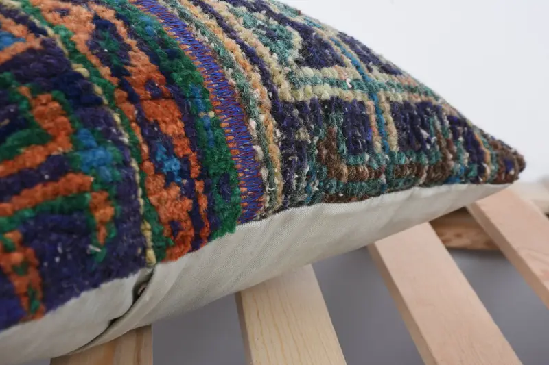 Cubierta de cojín de sofá, cubierta de cojín, almohada turca, almohada para el sofá, almohada de tiro hippie, almohada étnica de alfombra kilim, almohada azul de 16x16 - 7