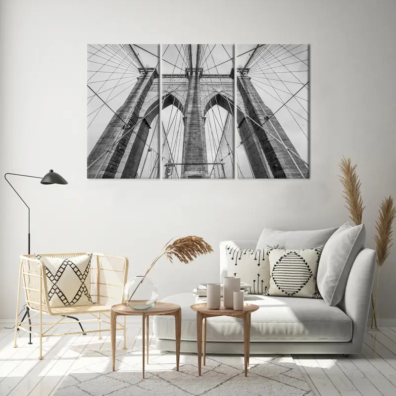 New York Bridge Art, New York Canvas, Bridge Wall Decor, Brooklyn Wall Art, Office Canvas Art, Black and White, Office Wall Decor, - 2