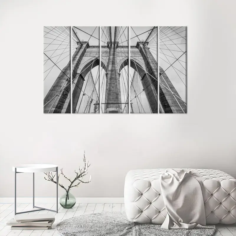 New York Bridge Art, New York Canvas, Bridge Wall Decor, Brooklyn Wall Art, Office Canvas Art, Black and White, Office Wall Decor, - 4