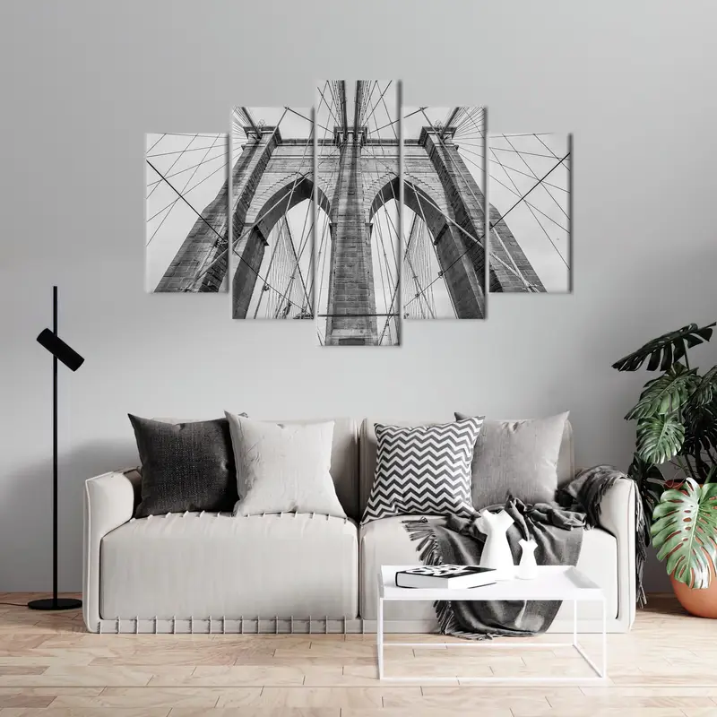 New York Bridge Art, New York Canvas, Bridge Wall Decor, Brooklyn Wall Art, Office Canvas Art, Black and White, Office Wall Decor, - 5