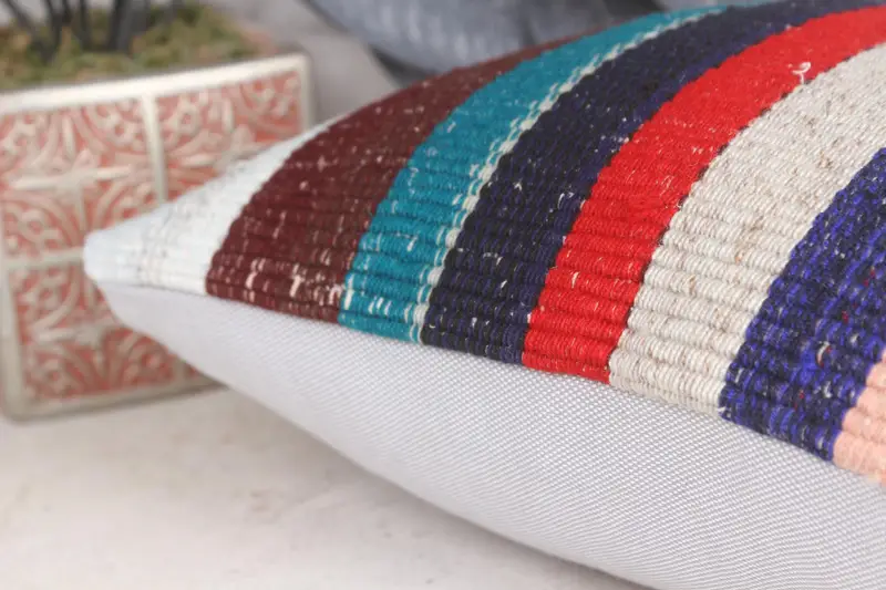 Boho Chic Cushion Cover, Cushion Cover, Kilim Pillow Cover, Kilim Cushion Sham, 12x12 Blue Pillow, Interior Designer Pillow - 7