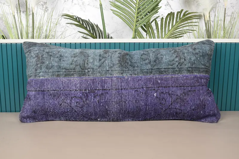 Besticktes Patchwork-Wurfkissen, 16x36 handgefertigtes Kissen