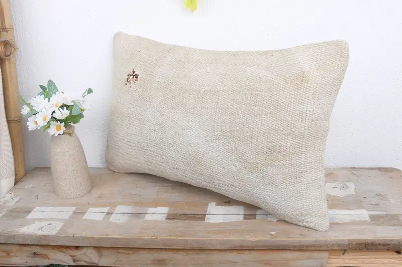 12x20 White Pillow Case, Decorative Pillow Sham, Gift Pillow, Garden Pillow, Ethnical Kilim Rug Pillow, Vintage Kilim Throw Pillow, Cushion Case - 4