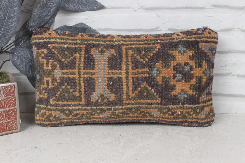 Cushion Cover, 8x16 Blue Pillow Sham, Vintage Kilim Pillow, Outdoor Throw Pillow, Interior Designer Pillow, Kilim Pillow, Customized Cushion - 1