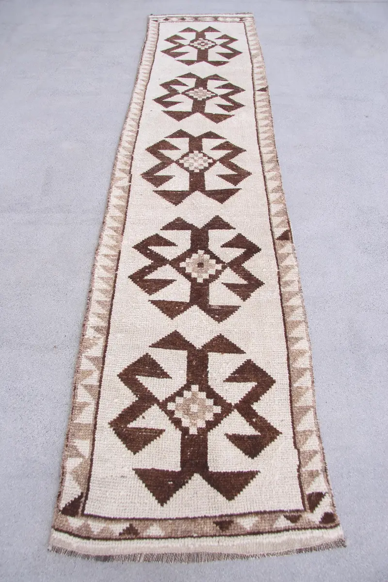 Black & Brown Patchwork Rug, 2.5x11.1 ft Chic Decor