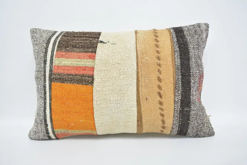 Armchair Pillow Cover, 16x24 White Pillow Case, Throw Kilim Pillow, Home Decor Pillow, Ethnical Kilim Rug Pillow, Cushion - 1