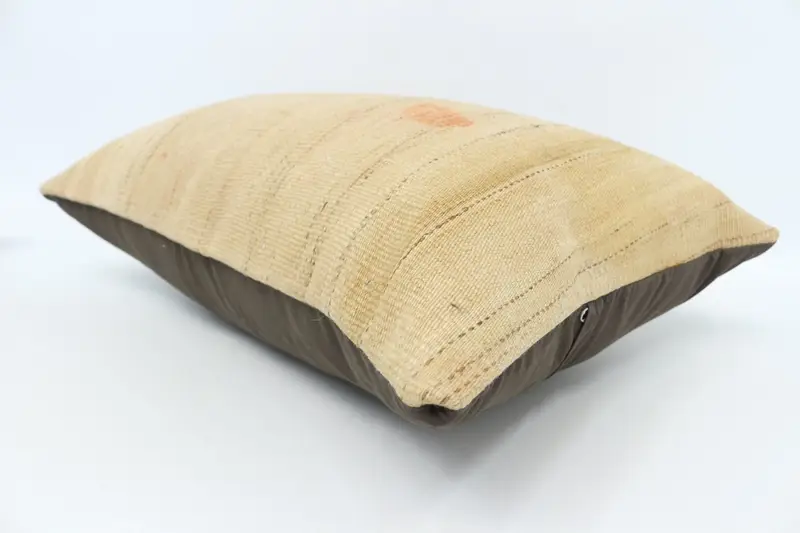 Turkish Pillow, 16x24 Beige Pillow, Pillow Cover, Bolster Throw Pillow Cover, Decorative Cushion, Interior Designer Pillow, Throw Kilim Pillow - 6