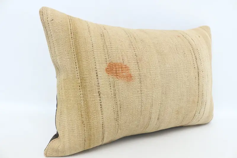 Turkish Pillow, 16x24 Beige Pillow, Pillow Cover, Bolster Throw Pillow Cover, Decorative Cushion, Interior Designer Pillow, Throw Kilim Pillow - 3