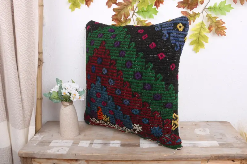 Neutral Pillow Sham, Home Decor Pillow, Ottoman Pillow Case, Cushion Case, Vintage Pillow, 18x18 Red Pillow, Couch Cushion Cover, Pillow for Couch - 4
