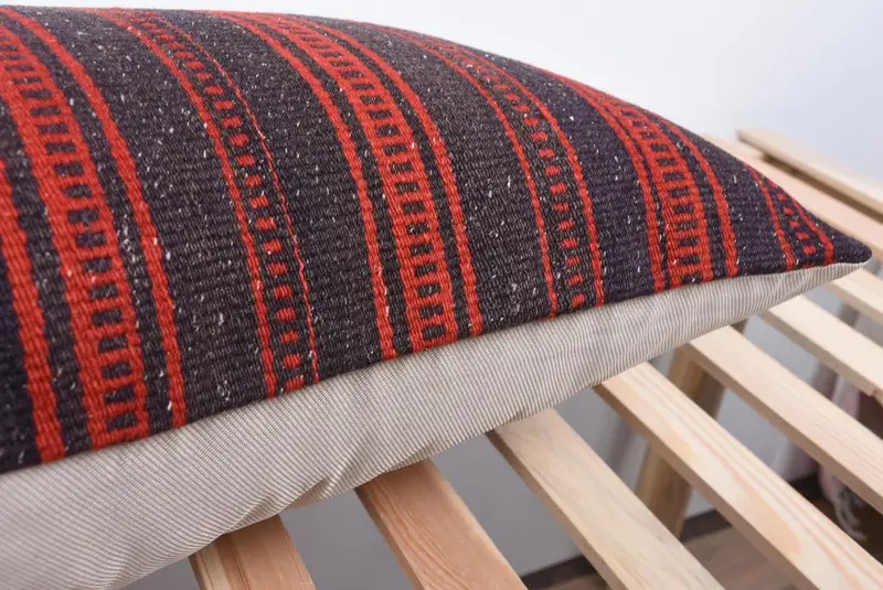 Turkish Pillow, Vintage Kilim Throw Pillow, Patio Pillow Sham, Traditional Cushion Case, Pillow Case, Gift Pillow, 16x48 Red Cushion - 7