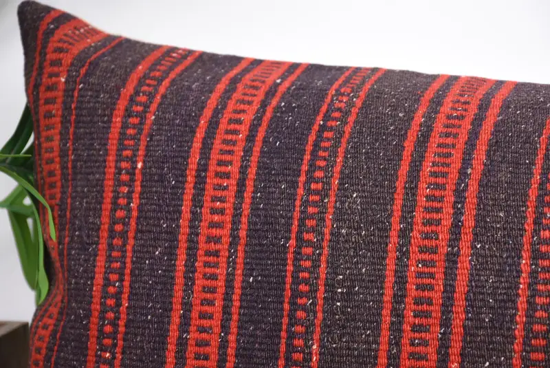 Turkish Pillow, Vintage Kilim Throw Pillow, Patio Pillow Sham, Traditional Cushion Case, Pillow Case, Gift Pillow, 16x48 Red Cushion - 2