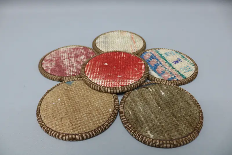 Bohemian Round Coaster, Red and Green Non-Slip Coaster
