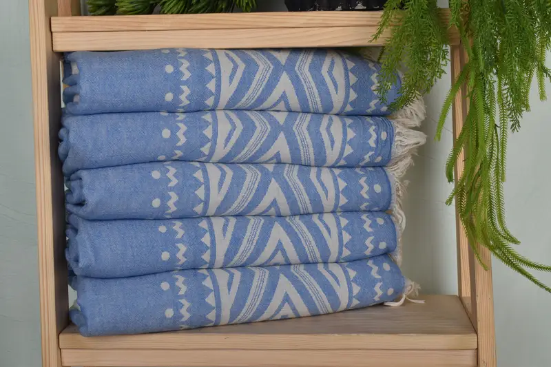 Light Blue Cotton Tea Towel Handmade 24x40 Inches, Bridesmaid Gifts